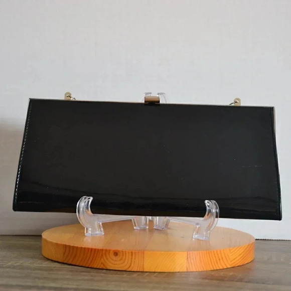 Vtg  Patent Leather Black Clutch - Picture 1 of 9